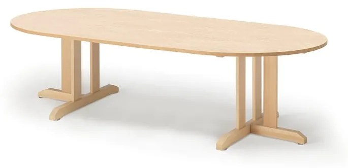 Stôl KUPOL, oválny, 2000x800x500 mm, linoleum - béžová, breza