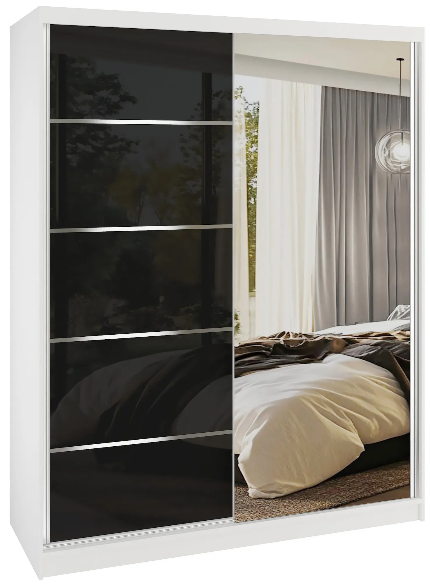 Šatníková skriňa SERENITY 133 cm čierny lesk MGB SERENITY SZP6/0/W/B/0/HIAL