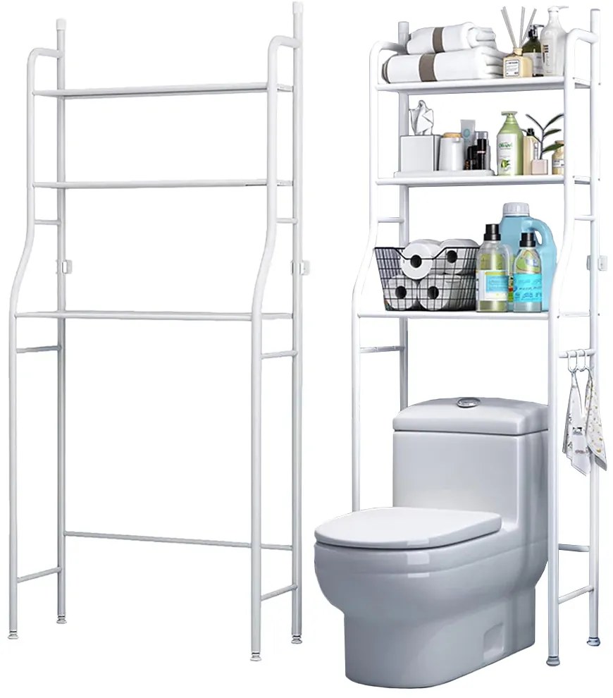 VERK GROUP Police / regál nad toaletu, do kúpeľne, biela, 153 x 45 x25 cm