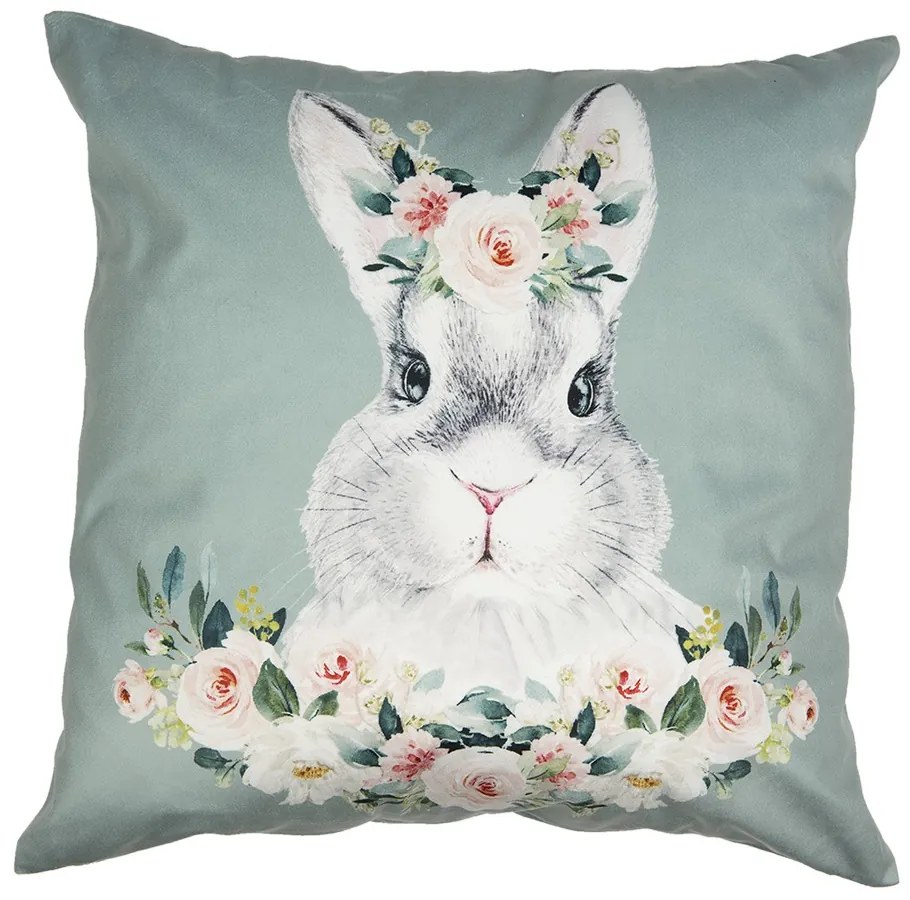 Zelená obliečka na vankúš so zajačikom - 45*45 cm