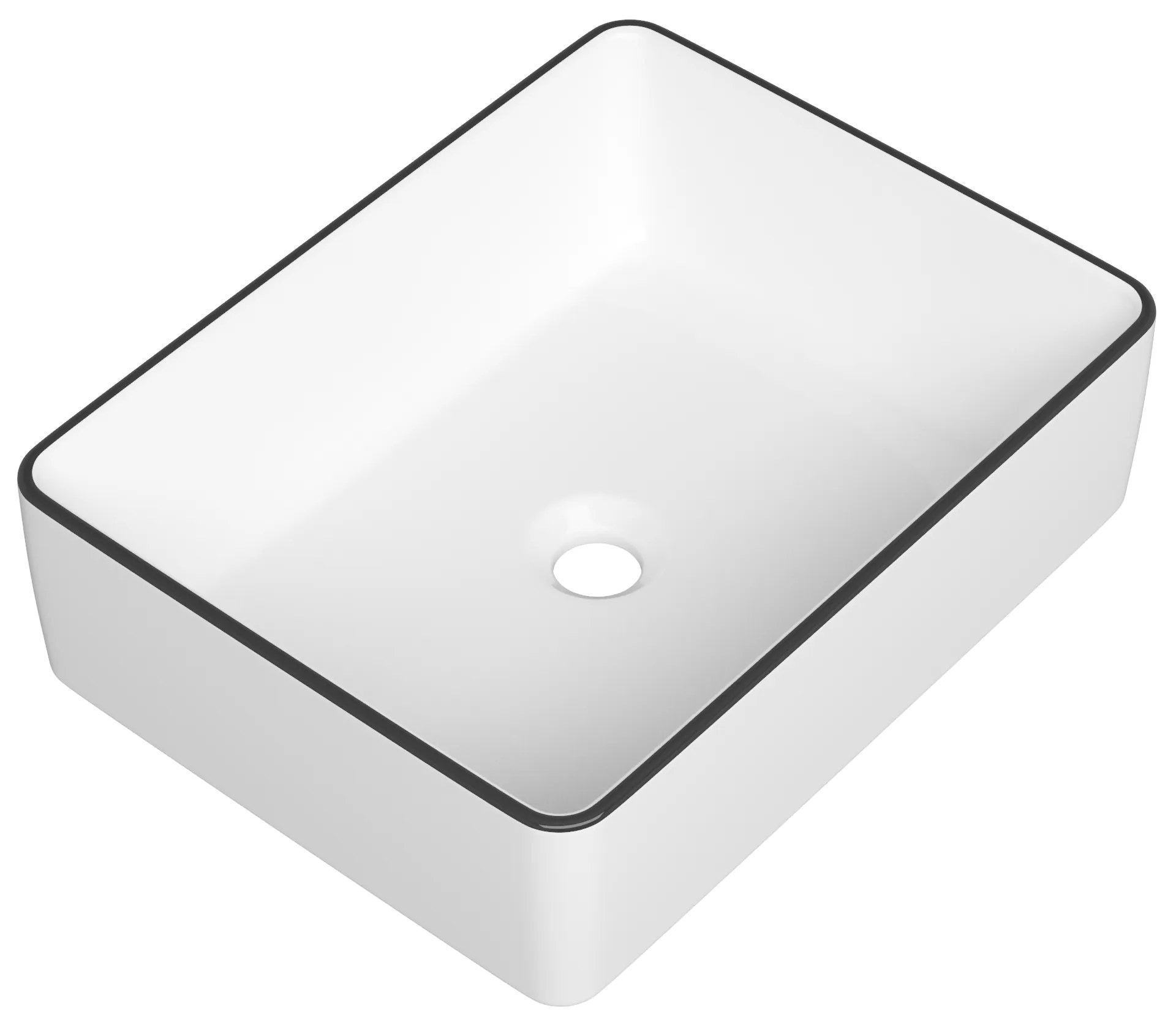 Gamma Cava, umývadlo na dosku 480x370x140 mm, biela s čiernym okrajom, GMA-UC-CAVA