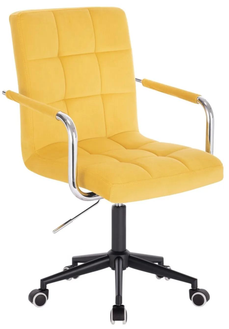 LuxuryForm DESIGN Stolička VERONA VELUR na čiernej podstave s kolieskami - žltá