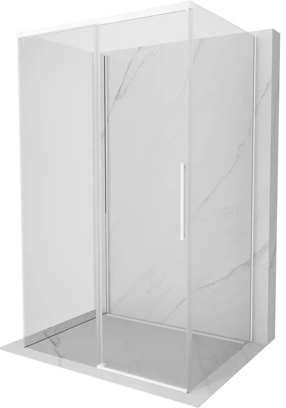 Mexen Rox-3S, 3-stenný sprchový kút 125 x 70 cm, 8mm číre sklo, biely profil, 8C2-125-070-20-00-3S