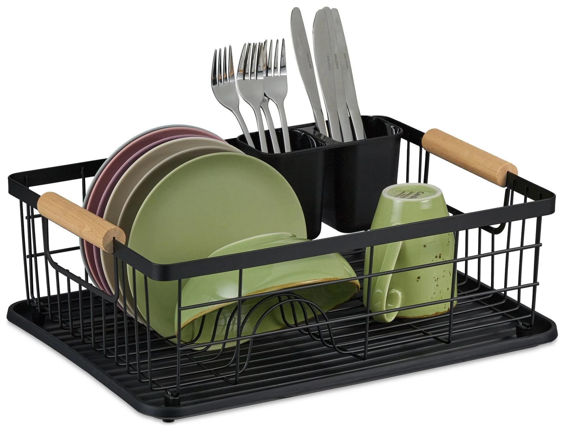 Kovový odkvapkávač na riad RD5808, čierny