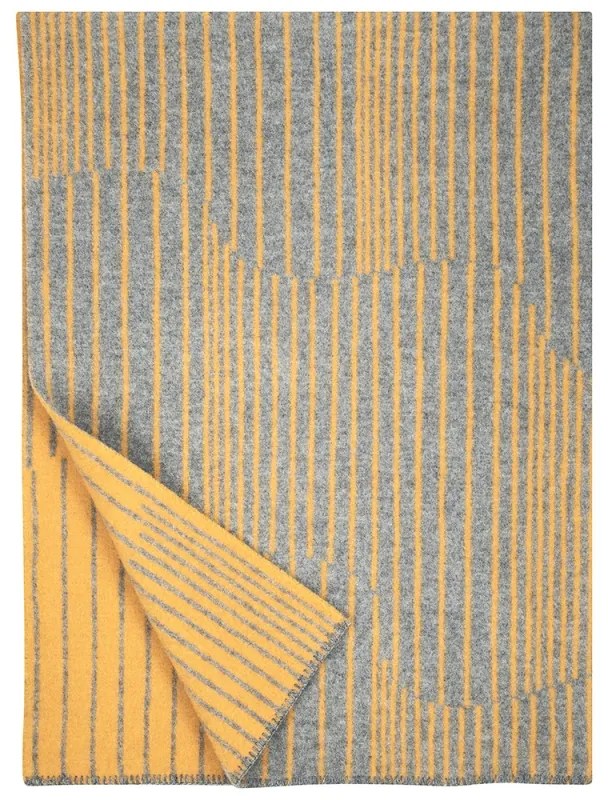 Vlnená deka Aurora 130x180, sivo-oranžová prírodne farbená / Finnsheep