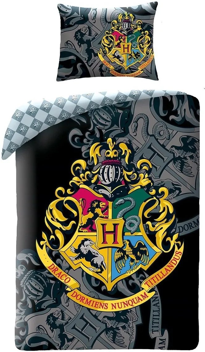 Bavlnené posteľné obliečky Harry Potter - motív Hogwarts - 100% bavlna - 70x90 cm + 140x200 cm - Certifikát Oeko-Tex 100