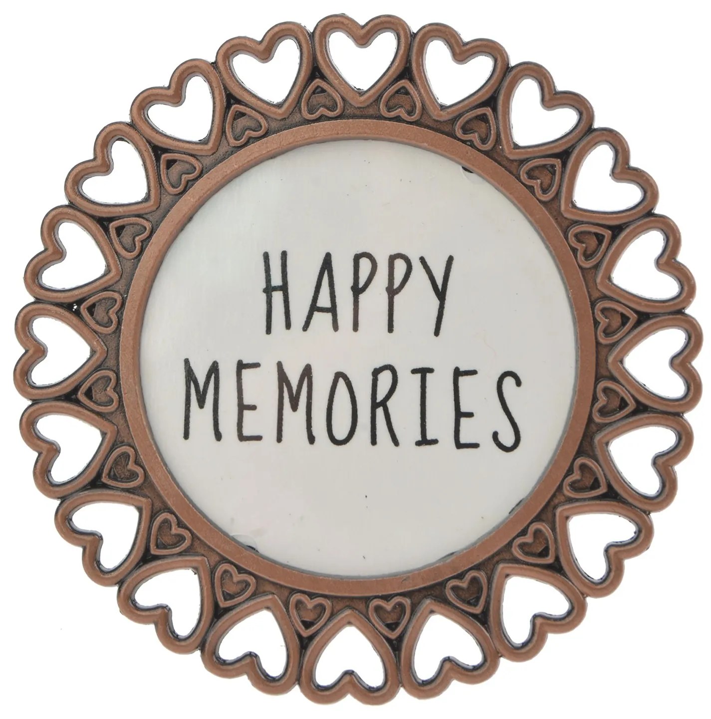 Medený okrúhly fotorámik so srdiečkami - Ø 6 cm