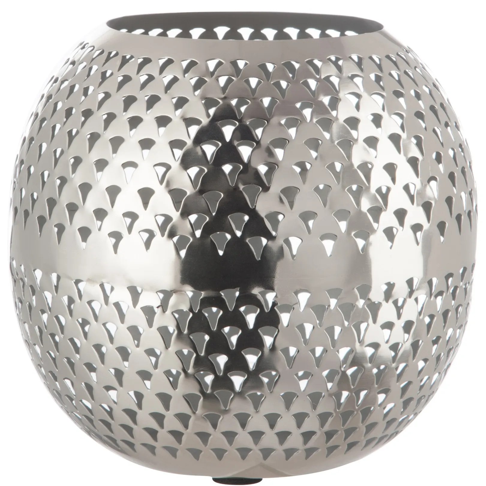 Strieborný okrúhly mriežkovaný svietnik Hurican - 24 * 24 * 26 cm