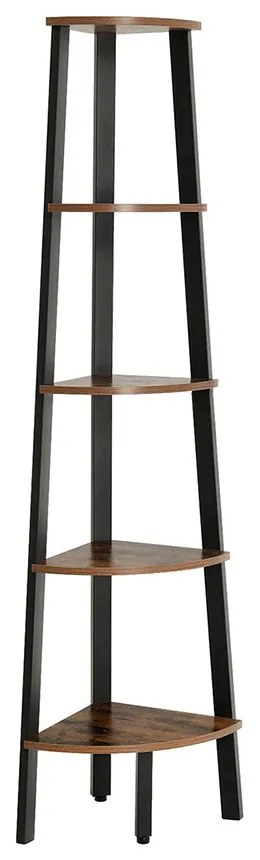 Rohová polica, čierna 37,2x37,2x159 cm