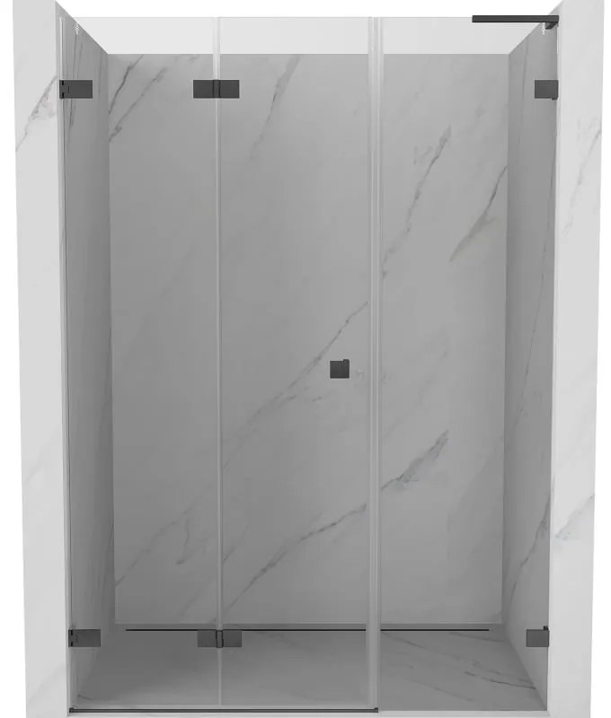 Mexen Lunar-F, L skladacie ľavé sprchové dvere 125 cm, 8mm číre sklo, brúsený grafit profil, 836SL-125-050-66-00-L