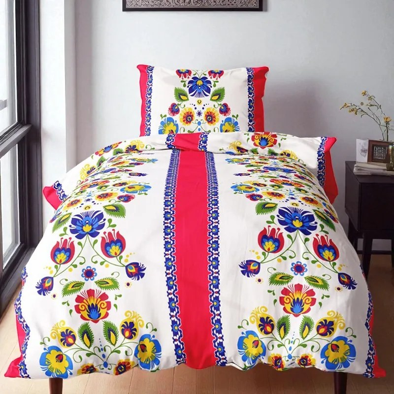 Bavlnené obliečky JANE FOLK RED 2-dielna sada 140x200 cm