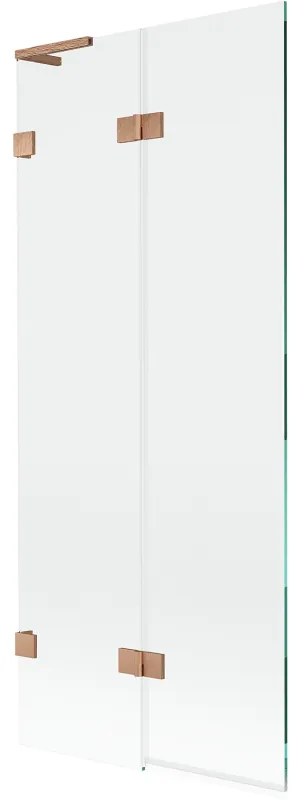 Mexen Lunar L, 2-krídlová vaňová zástena ľavá 80 x 150 cm, číre sklo, medená matná, 897L-080-100-65-00-L