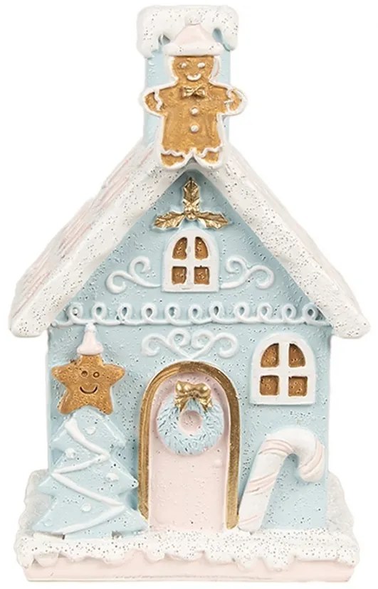 Modrá svietiaca perníková chalúpka Gingerbread House - 9*8*15 cm