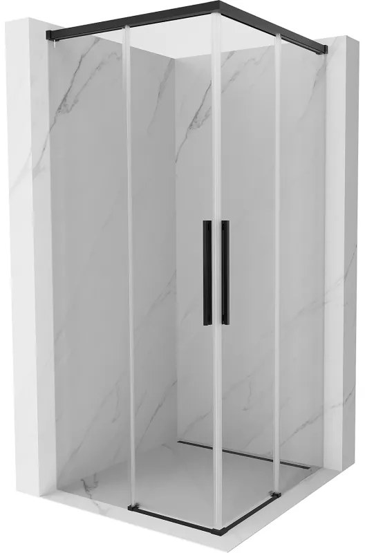 Mexen Rox, Duo posuvný sprchový kút 75 x 75 cm, číre sklo, čierny profil, 8C2D-075-075-70-00