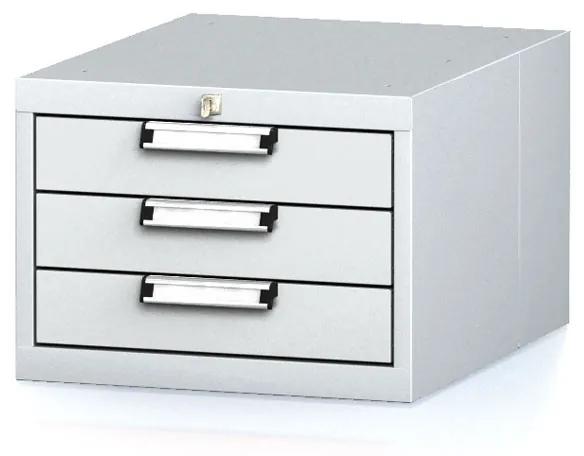Alfa 3 Závesný dielenský box na náradie k pracovným stolom MECHANIC, 3 zásuvky, 480 x 600 x 351 mm, sivé dvere
