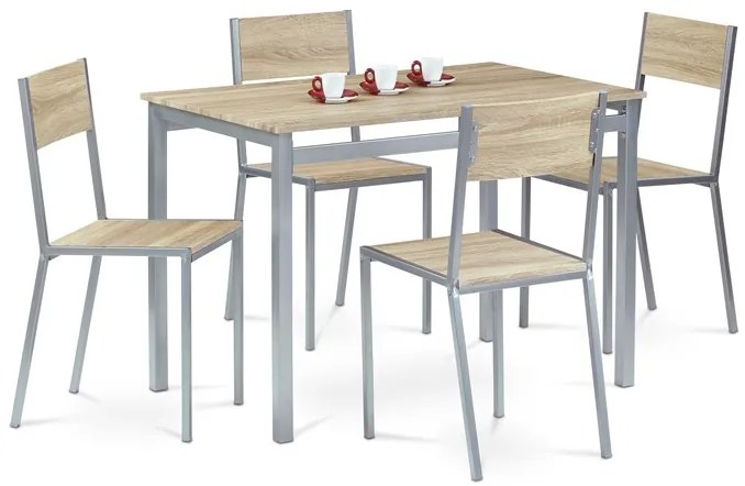 BONTEC Jedálenský set so 4 stoličkami, 110x70x77cm, mdf, dub sonoma, HARVEY SON Farba: Hnedá