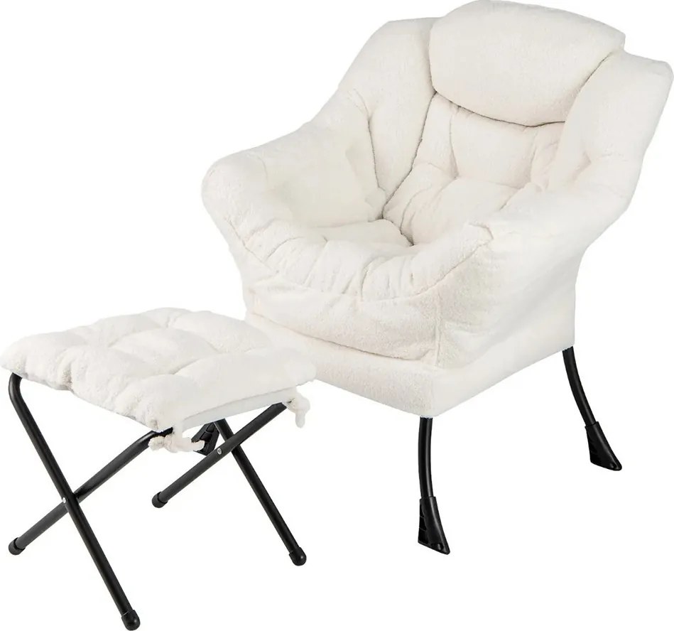 Relaxačné kreslo s podnožkou, biele