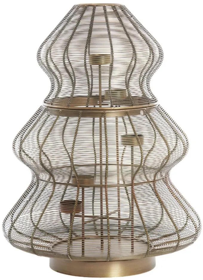 Mosadzný antik kovový svietnik vianočný stromček na 5 sviečok Tree - Ø 38*50 cm