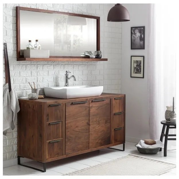 furniture-nabytek.cz - Masívna skrinka do kúpeľne Sydney Dark II z akáciového dreva, lakovaná, hnedá