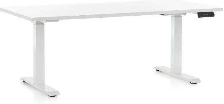 Výškovo nastaviteľný stôl OfficeTech C, 160 x 80 cm, biela podnož, biela