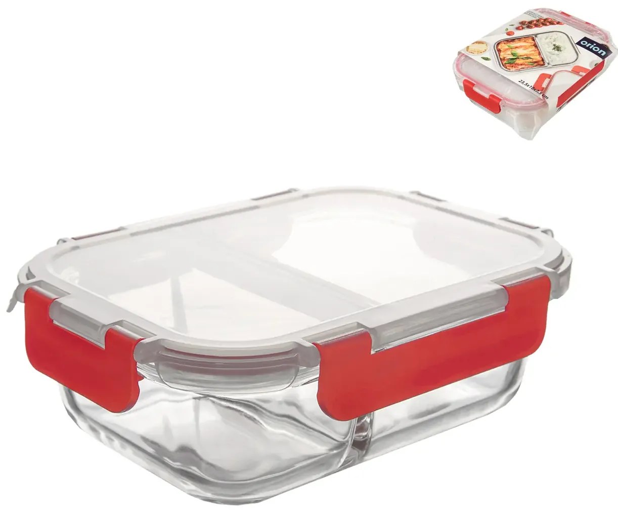 Sklenená delená zapekacia miska, obedár a desiatový box, 500+800ml