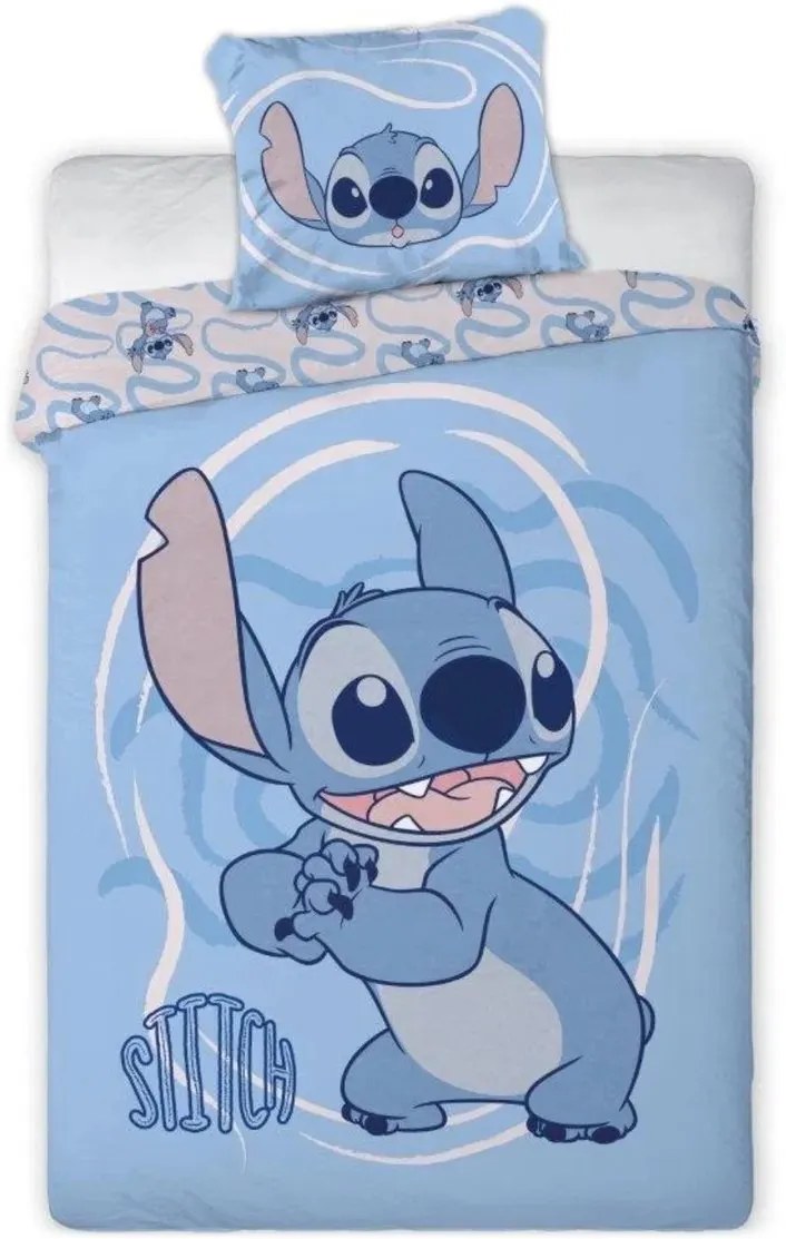 Bavlnené posteľné obliečky Stitch v modrej farbe pre chlapcov - 100% bavlna - 70 x 90 cm + 140 x 200 cm