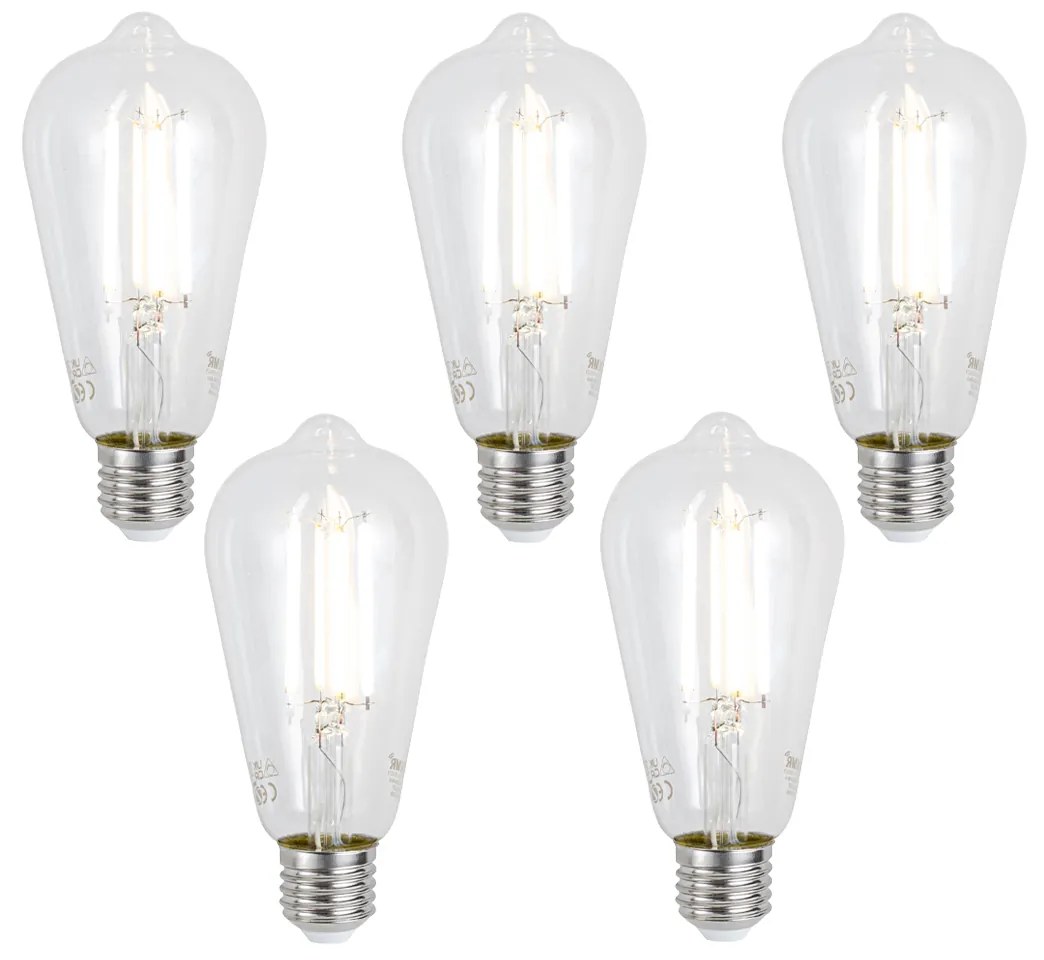 Sada 5 ks E27 Stmievateľné LED žiarovky ST64 číre 7W 806lm 2700-6500K