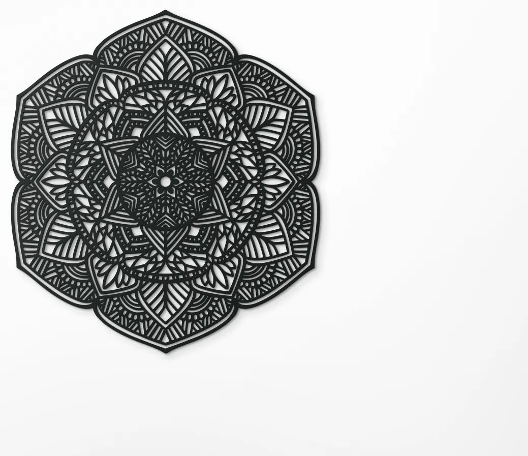 drevko Drevená mandala na stenu Kvety Rozmer obrazu: 125 x 112,5 cm, Farba dekorácie: Čierna