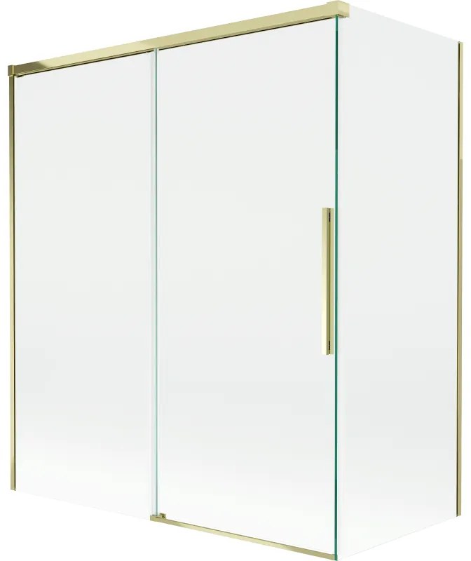 Mexen Rox, 2-krídlová posuvná vaňová zástena 140 + 70 x 150 cm, 8mm číre sklo, zlatý lesklý profil, 8C9-140-070-50-00