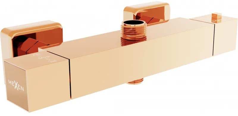 Mexen CUBE termostatická batéria s horným pripojením, ružové-zlato, 77250-60