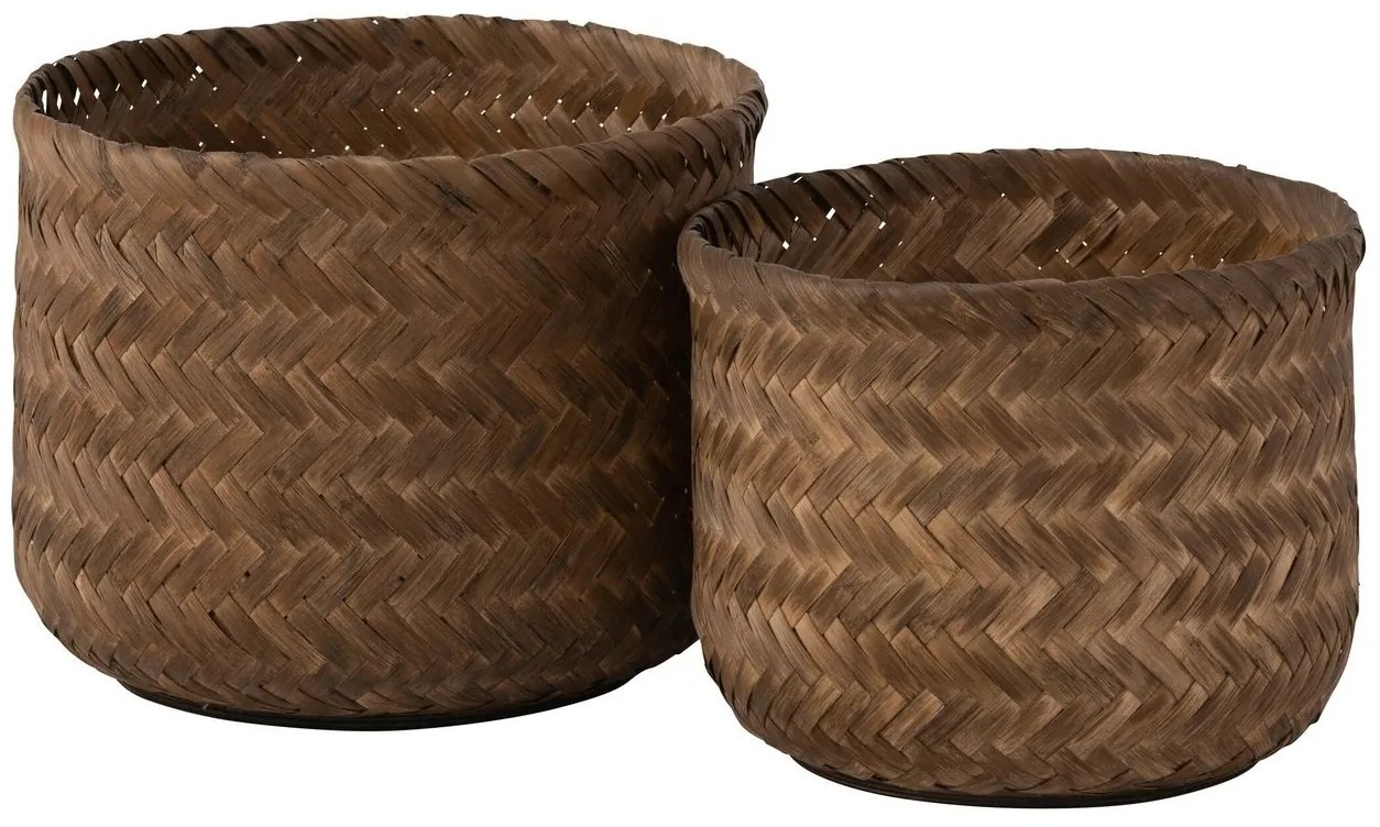 2ks hnedý obal na kvetináč/košík z bambusu - Ø39*30/ Ø35*26cm