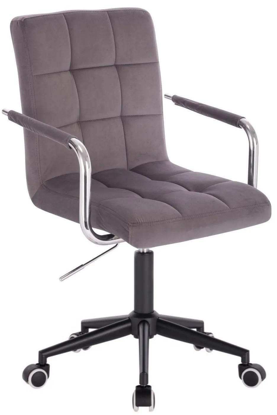 LuxuryForm DESIGN Stolička VERONA VELUR na čiernej podstave s kolieskami - tmavo šedá