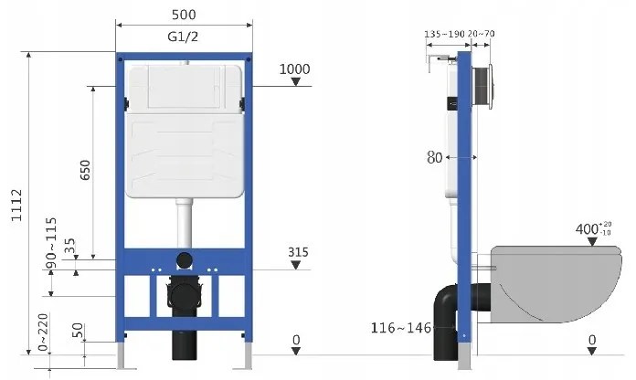 Závesný set Mexen Fenix + WC CARMEN Rimless 49 cm + sedátko Slim + tlačidlo + podložka (5v1 - komplet sada), biela, 3388XX00+39040100