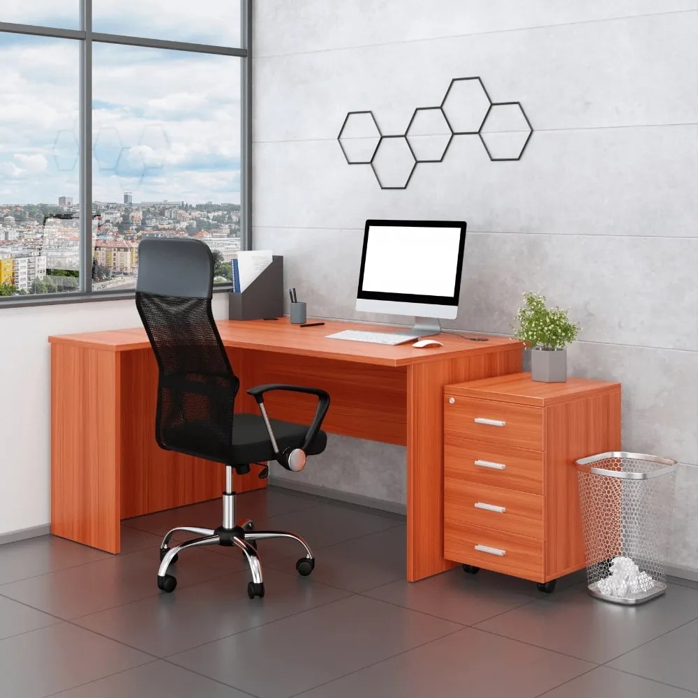 Zostava kancelárskeho nábytku SimpleOffice 2, 140 cm, ľavá, čerešňa
