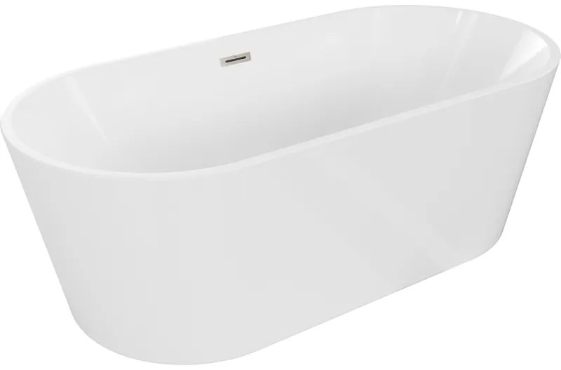 Mexen Luna, voľne stojaca vaňa 180 x 80 cm, biela, brúsená oceľ prepad, 52031808000-97