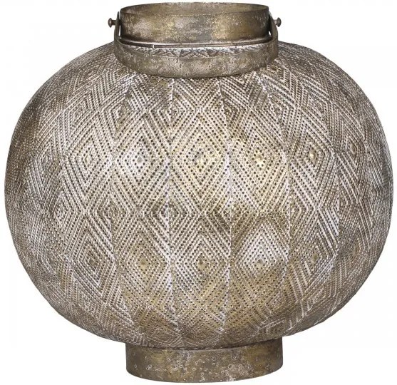 Champagne antik kovový okrúhly lampáš Stion - Ø24 *25 cm