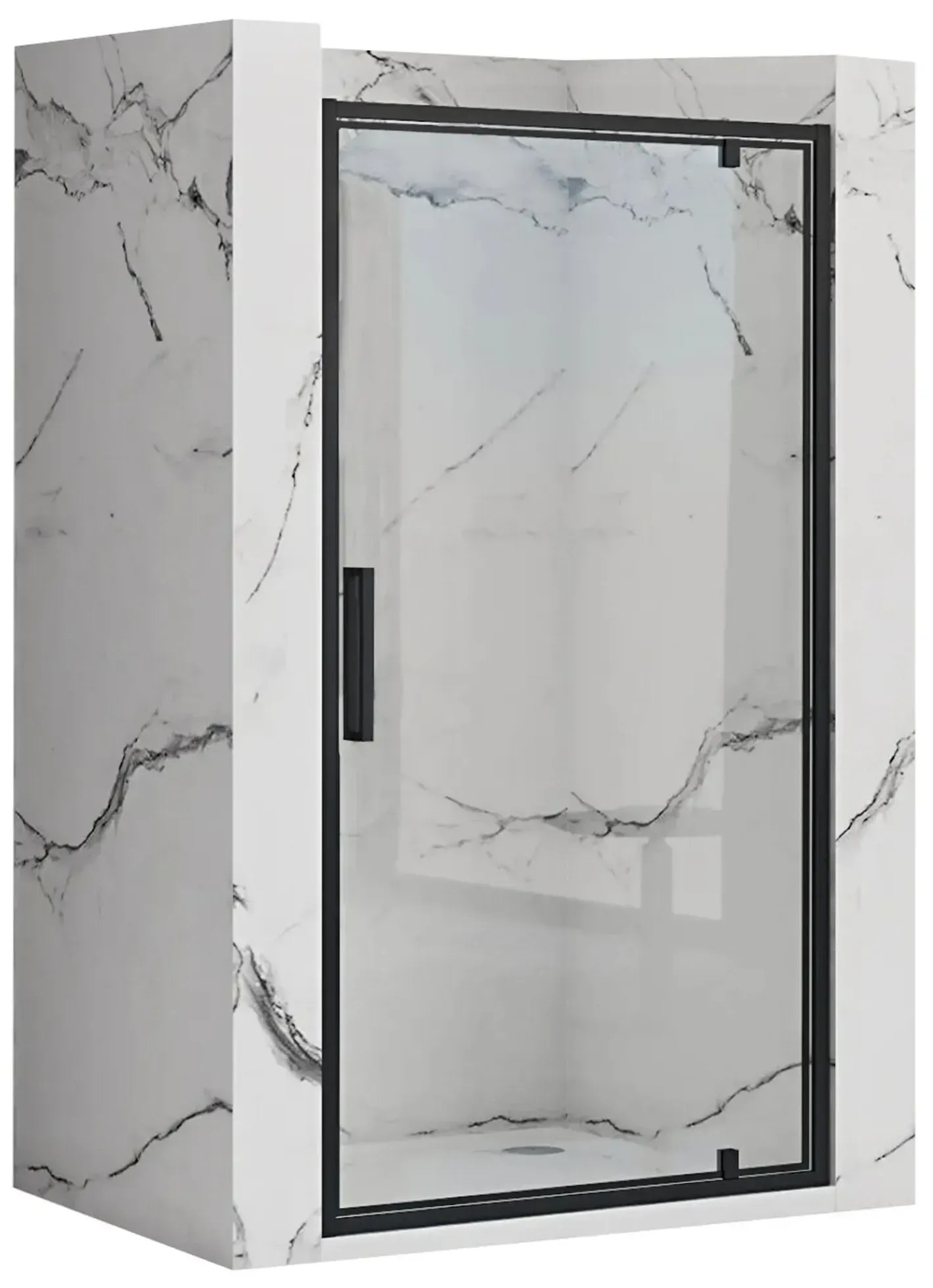 Rea Rapid Swing, 1-krídlové sprchové dvere 70 x 195 cm, 6mm číre sklo, čierny profil, REA-K6407