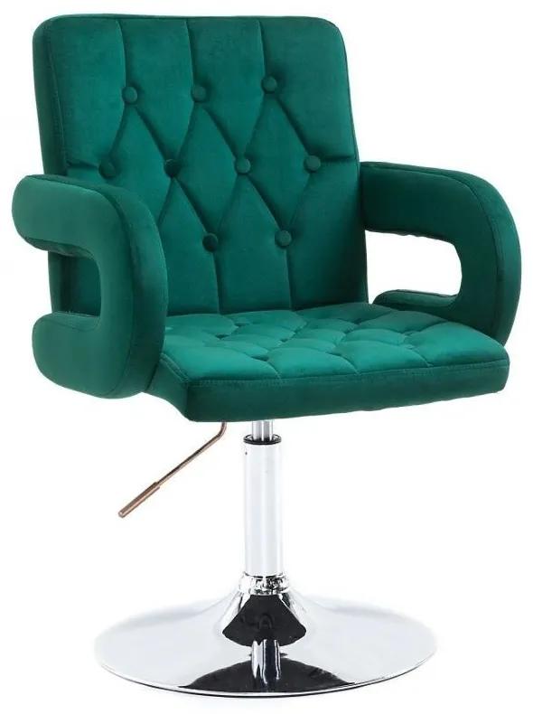 LuxuryForm DESIGN Stolička BOSTON VELUR na striebornom tanieri - zelená
