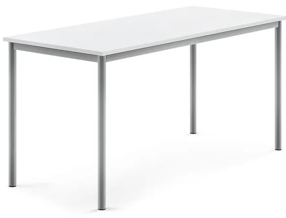 Stôl SONITUS, 1600x700x760 mm, HPL - biela, strieborná
