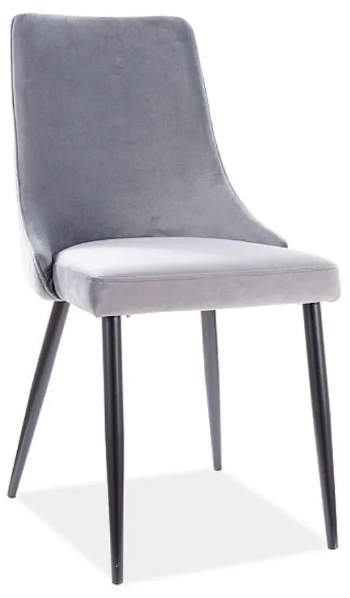 Jedálenská stolička Piano B Velvet, sivá / čierna