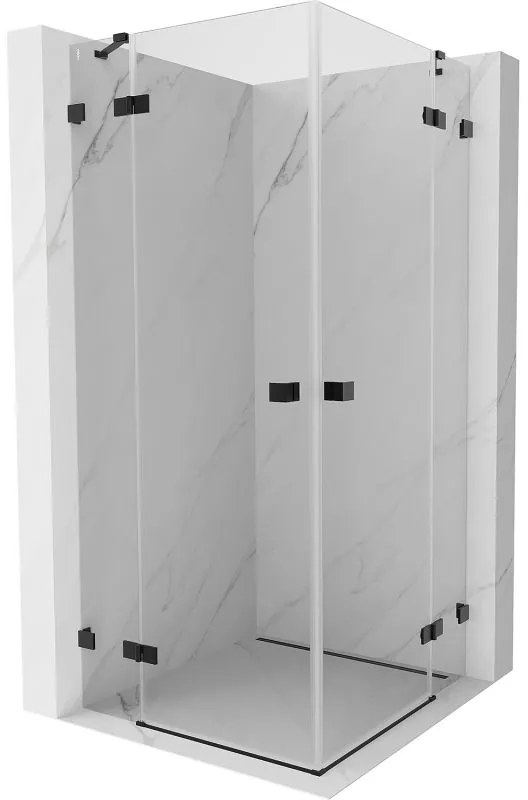 Mexen Lunar Duo, výklopný sprchový kút 70 x 70 cm, 8mm číre sklo, čierny profil, 834-070L-070P-70-00