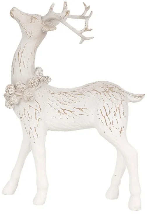 Biela dekorácia figúrka stojaca jeleň - 13*5*19 cm