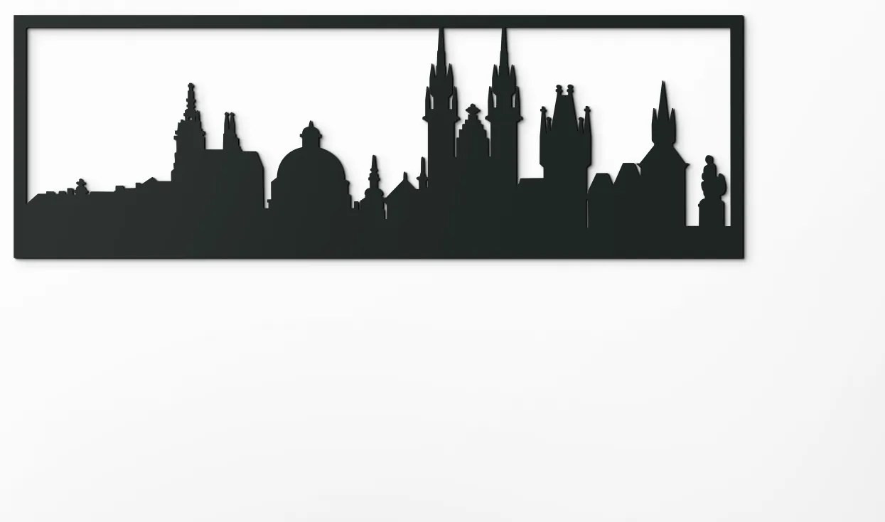 drevko Obraz Praha panoráma Rozmer obrazu: 29,5 x 89 cm, Farba dekorácie: Čierna
