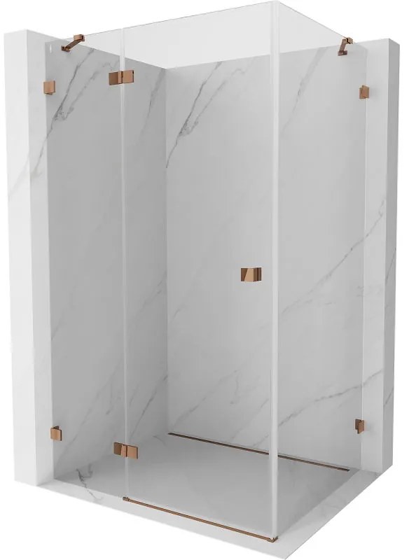 Mexen Lunar, výklopný sprchový kút ľavý 85 x 80 cm, 8mm číre sklo, profil ružové zlato, 834-085-080-60-00-L