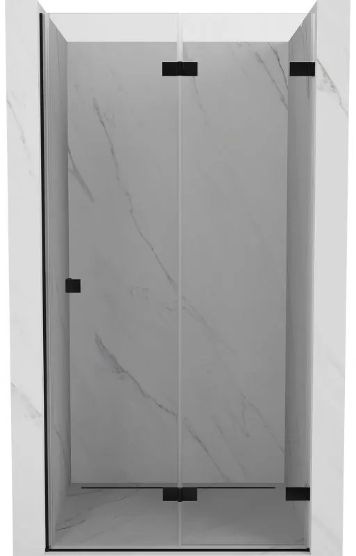 Mexen, Mexen Lunar-F pravé skladacie sprchové dvere 60 cm, priehľadné, čierne - 836-060-000-70-00-P