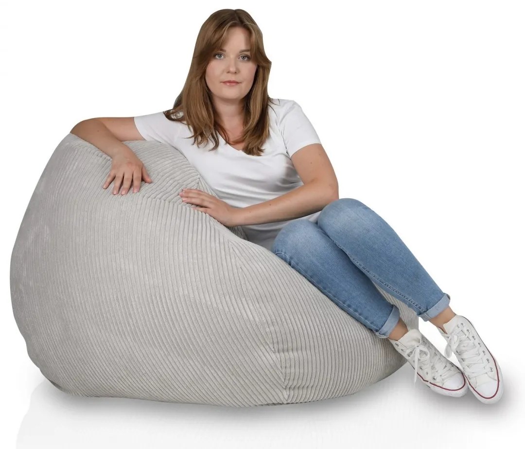 Sedací vak z manšestru – pohodlné kreslo na leňošenie a relax Farba: SZ83 - sv. sivá