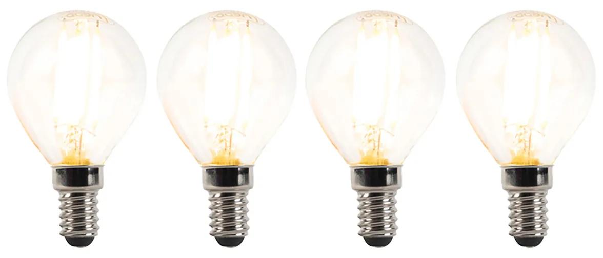 Sada 4 stmievateľných LED žiaroviek E14 P45 číre 3W 250lm 2700K
