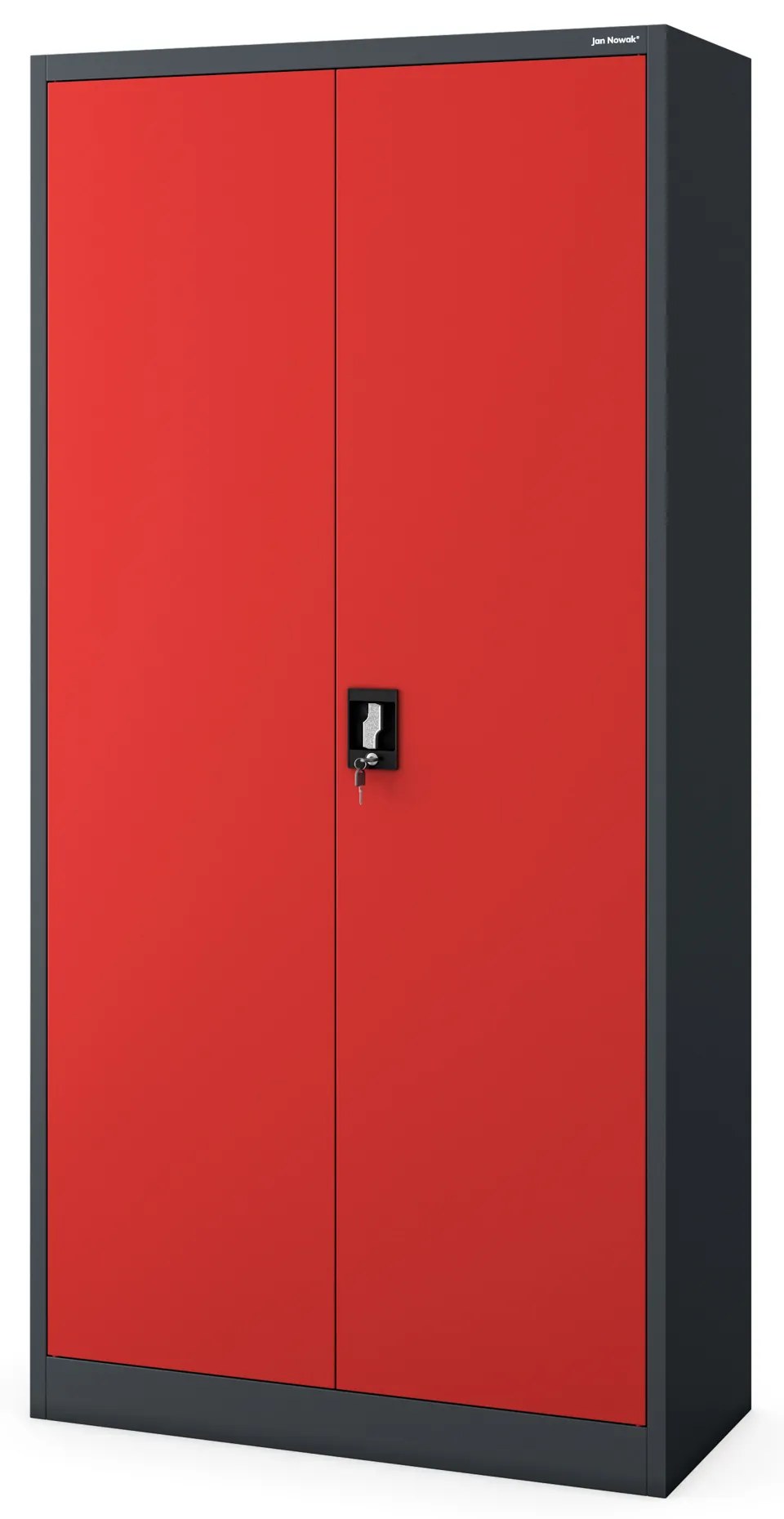 Uzamykateľná upratovacia skriňa DAWID 900 x 1850 x 450 mm, antracitovo-červená