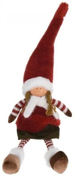 Zimný sediaci chlapec – červený 67 cm