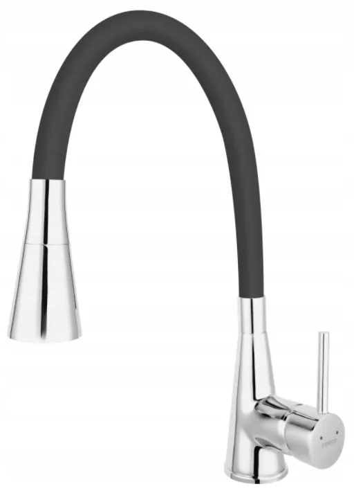 Ferro Zumba II - Drezová/Vysoká stojanková batéria s elastickým ramenom, čierna-chrómová, BZA42B